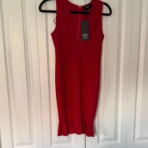 AX Paris Red Ruffle Hem Mini Dress